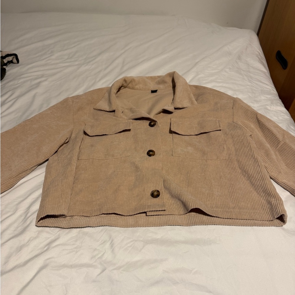 SHEIN Tan Corduroy Utility Jacket